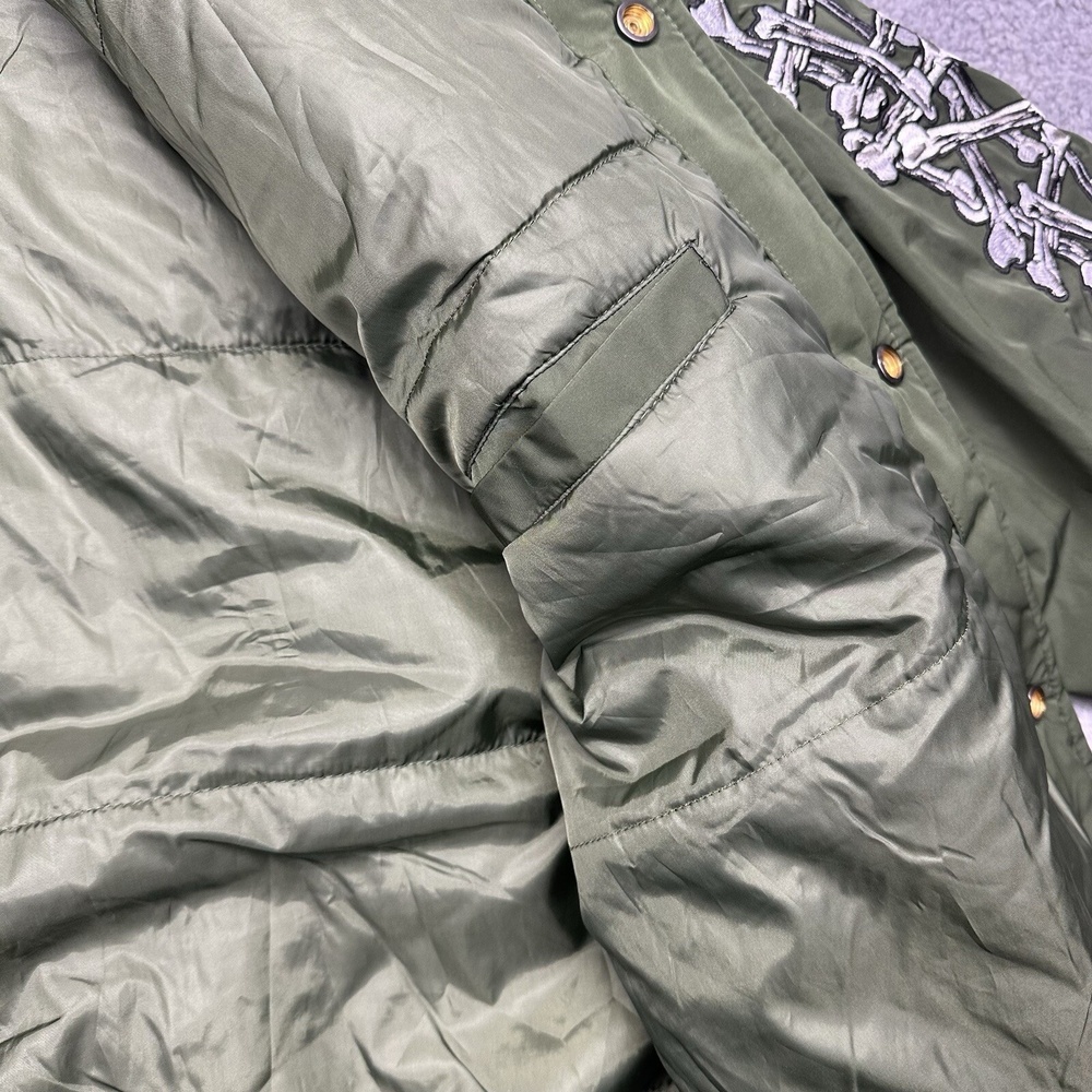 A**holes‎ Live Forever Mens XL Green Varsity Polyester Bomber Jacket Puffer Coat - Picture 9 of 10